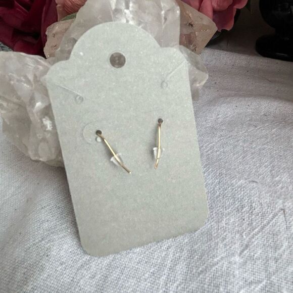 3/$15 Yellow Gold Black Enamel Rhinestone Flower Dangle Earrings - Picture 3 of 4